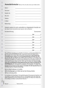 Anmeldunterlagen für Kursprogramm